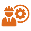 construction worker with gear icon representing seven attributes of engineering expertise