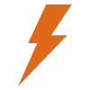 orange lightning bolt icon symbolizing power and energy 5 key features